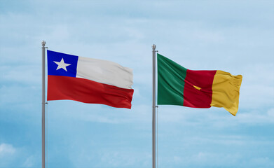 Cameroon and Chile flags, country relationship concept