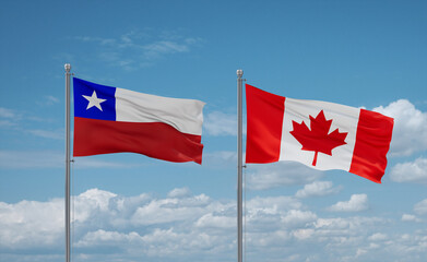 Canada and Chile flags, country relationship concept