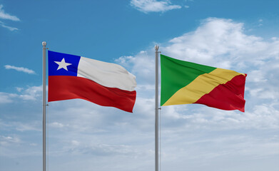 Congo and Chile flags, country relationship concept