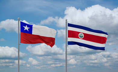 Costa Rico and Chile flags, country relationship concept