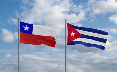 Cuba and Chile flags, country relationship concept