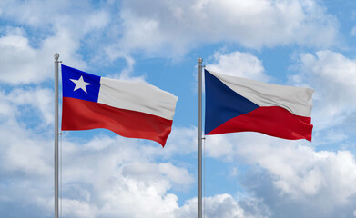 Czech Republic and Chile flags, country relationship concept