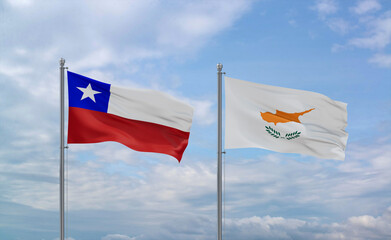 Cyprus and Chile flags, country relationship concept