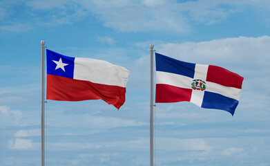 Belgium and Chile flags, country relationship concept