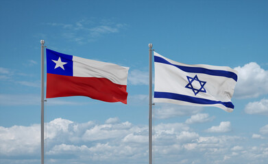 Israel and Chile flags, country relationship concept