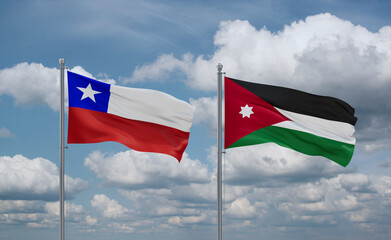 Jordan and Chile flags, country relationship concept