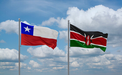 Kenya and Chile flags, country relationship concept