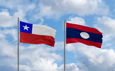 Laos and Chile flags, country relationship concept