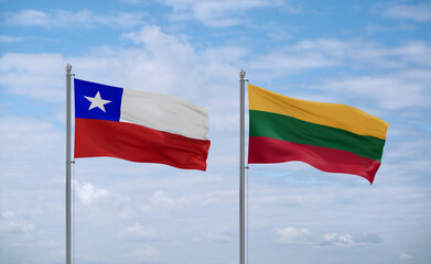 Lithuania and Chile flags, country relationship concept