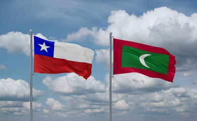 Maldives and Chile flags, country relationship concept