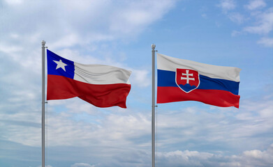 Slovakia and Chile flags, country relationship concept