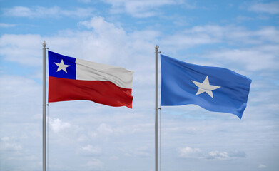 Somalia and Chile flags, country relationship concept