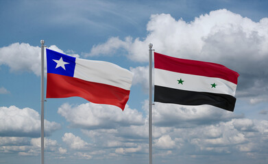 Syrian and Chile flags, country relationship concept
