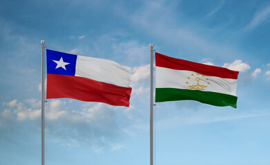 Tajikistan and Chile flags, country relationship concept