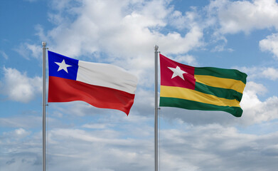 Togo and Chile flags, country relationship concept