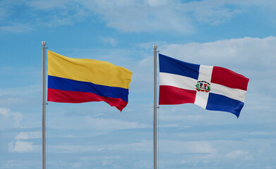 Belgium and Colombia flags, country relationship concept