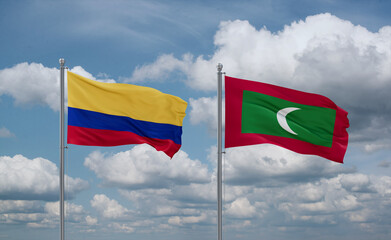 Maldives and Colombia flags, country relationship concept