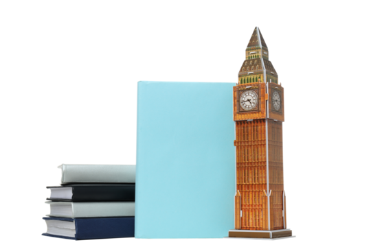 PNG,Books with toy BIG Ben, isolated on white background - Powered by Adobe