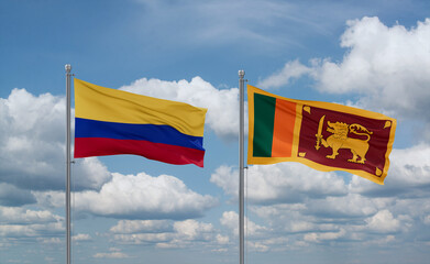 Sri Lanka and Colombia flags, country relationship concept