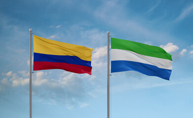 Sierra Leone and Colombia flags, country relationship concept