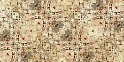Fototapeta premium Seamless and geometric pattern, Golden background with multi colour texture, High detailed repeatable ceramic tile decor, Royal vintage design for home interior