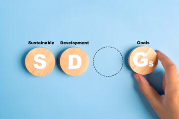 Sustainable development goals. SDGs. concept. The 2030 Agenda for sustainable development. Developed in cooperation with UN system. - obrazy, fototapety, plakaty