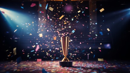 Obraz premium Confetti showering over a podium at an awards ceremony