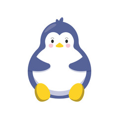 Cute cartoon penguin on a white background