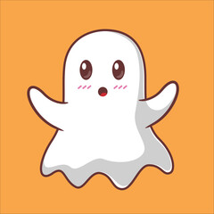 Cute halloween ghost cartoon illustration