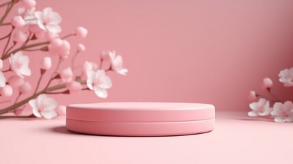 pink stand on a background of flowers
