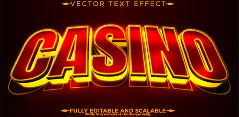 Casino slot text effect, editable winner and gambling text style - obrazy, fototapety, plakaty