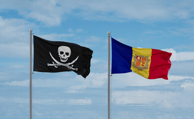 Corsair Pirate and Andorra national flags, country relationship concept