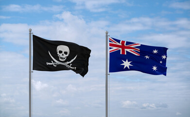 Australia and Corsair Pirate flags, country relationship concept