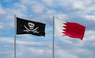 Bahrain and Corsair Pirate flags, country relationship concept
