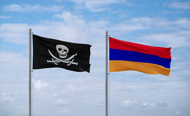 Armenia and Corsair Pirate flags, country relationship concept