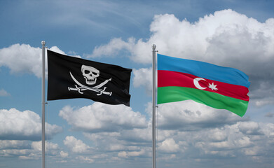 Azerbaijan and Corsair Pirate flags, country relationship concept