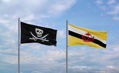 Brunei and Corsair Pirate flags, country relationship concepts