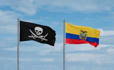 Ecuador and Corsair Pirate flags, country relationship concept