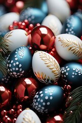 Fototapeta na wymiar Festive Still Life: Holiday Decorations, Gifts, and Christmas Ornaments