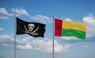 Guinea-Bissau and Corsair Pirate flags, country relationship concept