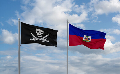 Haiti and Corsair Pirate flags, country relationship concept
