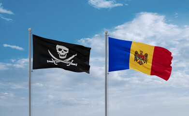 Moldova and Corsair Pirate flags, country relationship concept