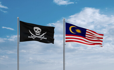 Malaysia and Corsair Pirate flags, country relationship concept