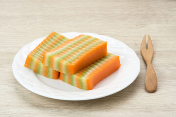 Kue Lapis or Kue Pepe or sticky layer cake, Indonesian traditional snack made from rice flour
