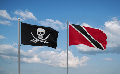 Trinidad and Tobago and Corsair Pirate flags, country relationship concept
