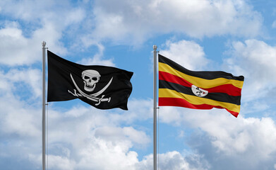 Uganda and Corsair Pirate flags, country relationship concept