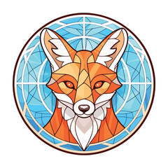 Fox Colorful Watercolor Stained Glass Cartoon Kawaii Clipart Animal Pet Illustration