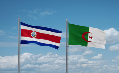 Costa Rico and Algeria national flags, country relationship concept