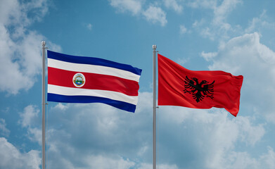 Costa Rico and Albania national flags, country relationship concept