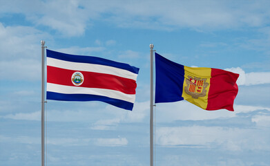 Costa Rico and Andorra national flags, country relationship concept